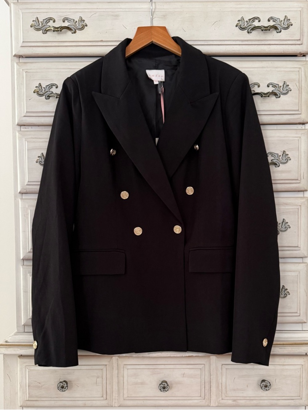 Vici Black Boss Professional Gold Buttons Blazer